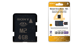 4GB Memory Stick Micro™ M2™ (includes M2 Duo adaptor) 4GB Memory Stick Micro™ M2™ (includes M2 Duo adaptor)